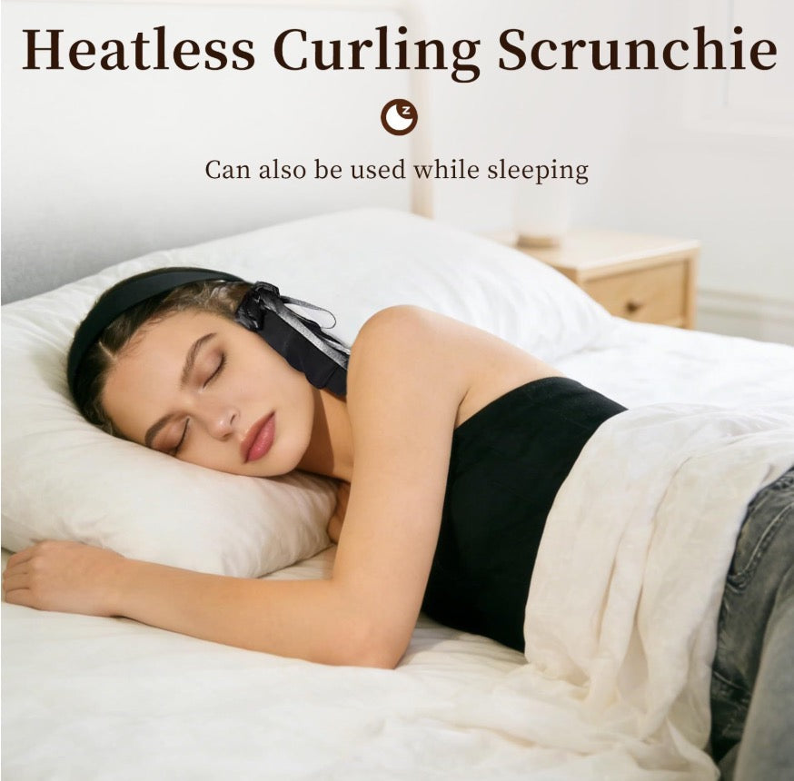 Woman sleeping while wearing the Lunara heatless curling band