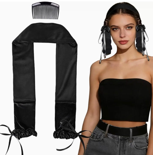 Lunara heatless curling band in black with a model